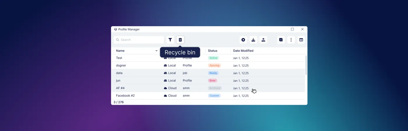 How to use the profile recycle Bin in Undetectable