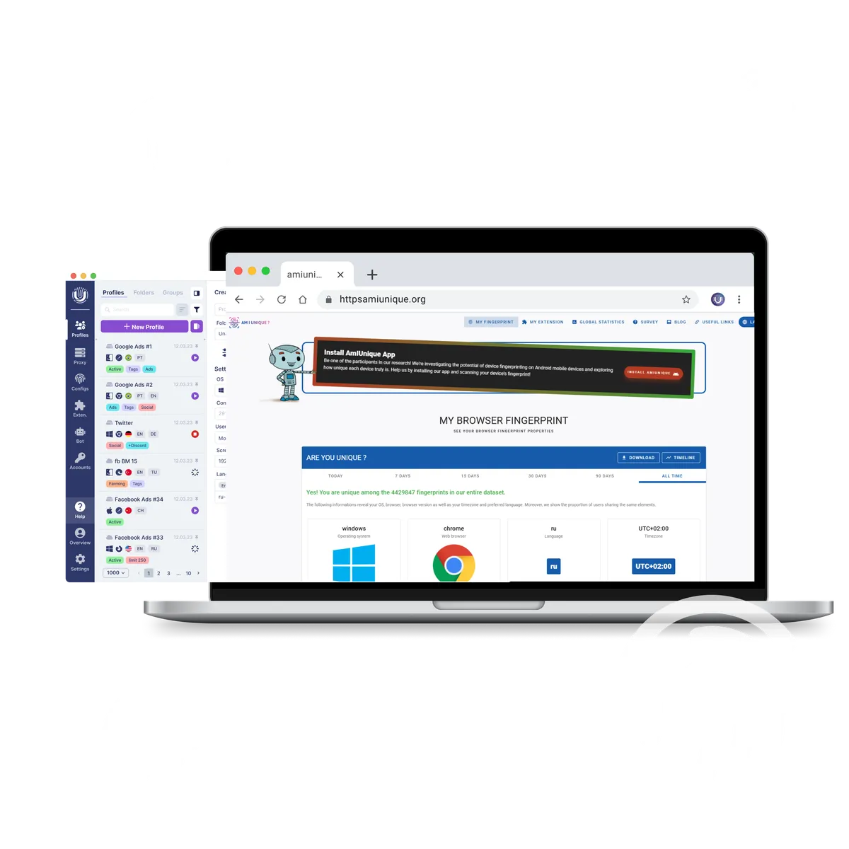 AmIUnique.org and the Undetectable anti-detect browser