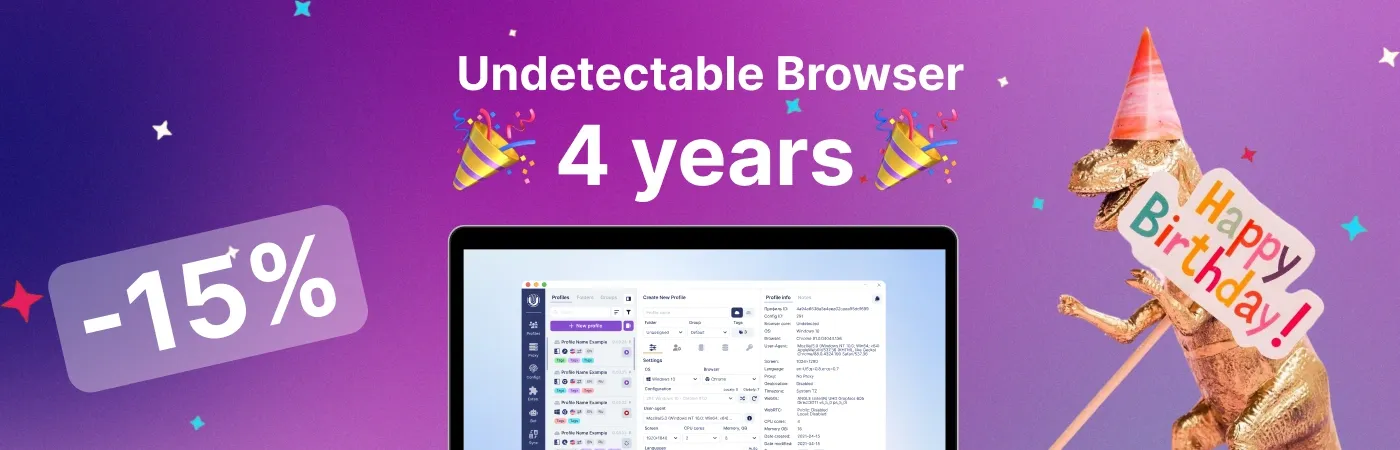 🎉 Undetectable Browser — 4 Years! Promo 🎉