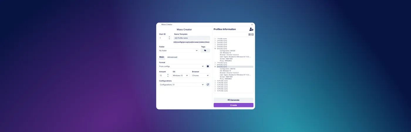 Creating profiles for multi accounting in an anti-detect browser Undetectable