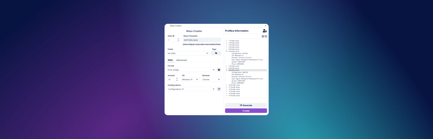 Creating profiles for multi accounting in an anti-detect browser Undetectable